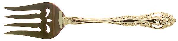 Baroque-Gold (Gold Eletroplate) Medium Solid Cold Meat Serving Fork