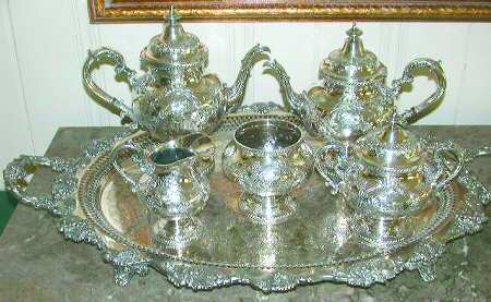 5200C (Silverplate, Hollowware) 6-Piece Plated Tea Set (Waste & Tray)