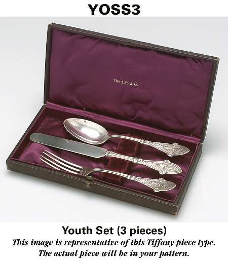 Italian (Sterling, 1870) (3 Pc) Youth Set (Solid Knife, Fork & Spoon)