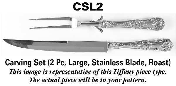 Japanese (Sterling, 1871, No Monograms) Large 2-Piece Roast Carving Set w/Stainless Blade