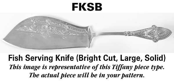 English King (Sterling, 1885, No Monograms) Large Solid Bright Cut Fish Serving Knife