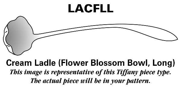 English King (Sterling, 1885, No Monograms) Long Flower Blossom Cream Ladle