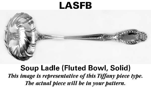 English King (Sterling, 1885, No Monograms) Solid Soup Ladle with Fluted Bowl