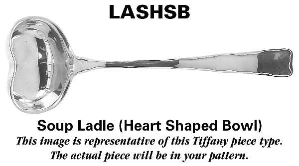English King (Sterling, 1885, No Monograms) Soup Ladle with Heart Shape Bowl
