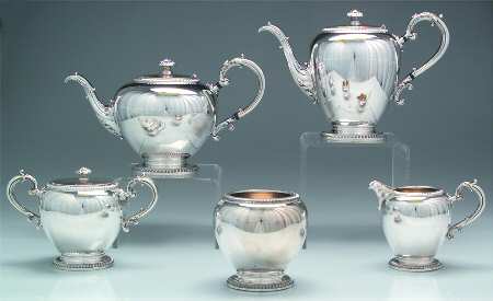 Buckingham (Silverplate, Hollowware) 5-Piece Plated Tea Set (with Waste)
