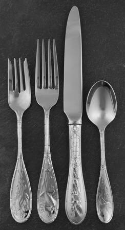 Japanese Bird and Bamboo (Stainless) 4 Piece Place Setting by Ricci (Argentieri)