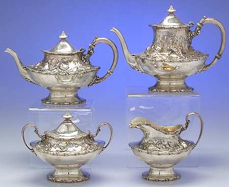 118 (Sterling, Hollowware) 4 Piece Tea Set (SCP, STP, SCR, SSU)