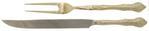 RXV2-Gold Electroplate Large 2-Piece Roast Carving Set w/Stainless Blade