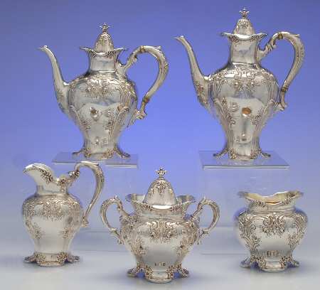 120 (Sterling, Hollowware) 5 Piece Tea Set (SCP, STP, SCR, SSU, SWB)