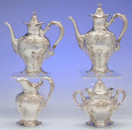 120 (Sterling, Hollowware) 4 Piece Tea Set (SCP, STP, SCR, SSU)