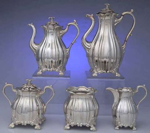 1765 (Silverplate, Hollowware) 5-Piece Plated Tea Set (with Waste)