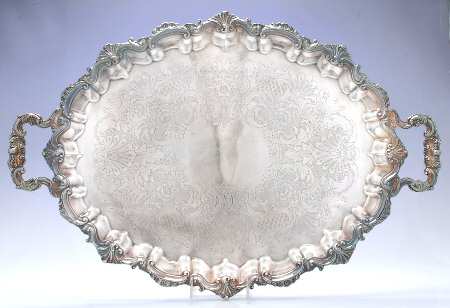 06116 (Silverplate, Hollowware) Large Silverplate Waiter Tray