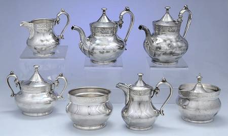 2712 (Silverplate, Hollowware) 9 Piece Tea Set (PCP,PTP,PCR.CRHL.PWB,2-PSU)
