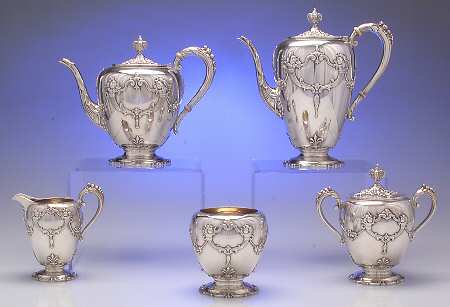 Francis I (Sterling, Hlwr, Eag-R-Lion, 580) 5 Piece Tea Set (SCP, STP, SCR, SSU, SWB)