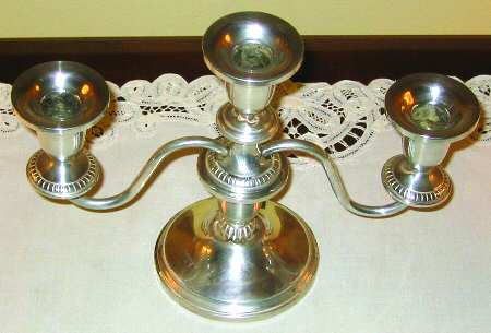 633 (Sterling, Hollowware) Weighted 3 Light Candelabra