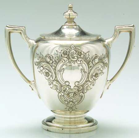 Pointed Antique-Hand Chased Sugar Bowl & Lid