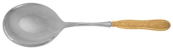Botticelli-Satin Gold Electroplate Casserole Spoon with Smooth Stainless Bowl HC