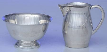 15 (Silverplate, Hollowware) Plated Mini Creamer and Open Sugar