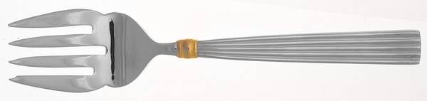 Crescendo (Matte, Gold Accent) Medium Solid Cold Meat Serving Fork
