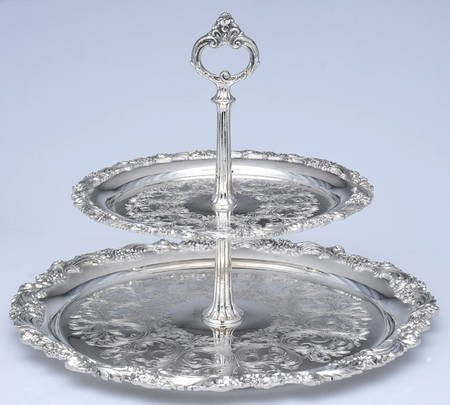 Burgundy (Silverplate, Hollowware, Newer) 2 Tier Serving Tray