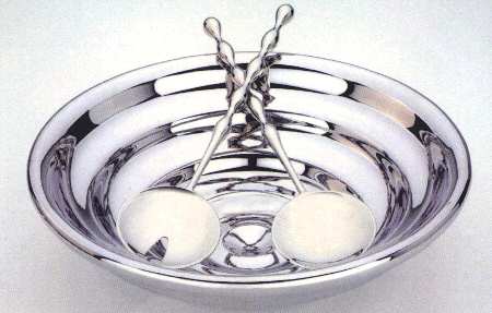 Echo (Hollowware) Salad Serving Bowl with Fork and Spoon