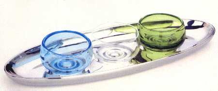 Echo (Hollowware) Oval Tray with 3 Glass Bowls