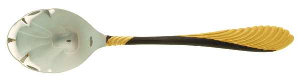 Coqui (Stnls, Black&Gold Acct) Sugar Shell Spoon