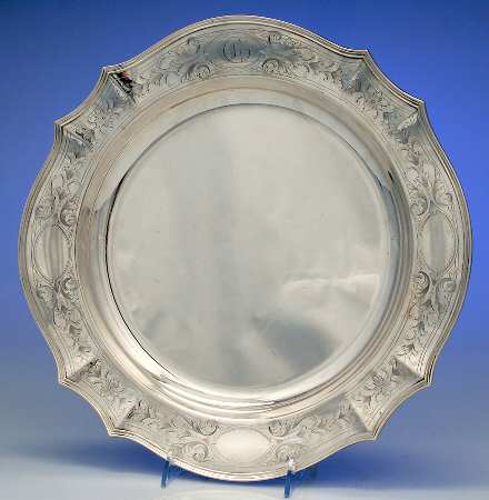 Hepplewhite-Engrv (Strl, Hlwr, Floral Band) 14" Round Tray