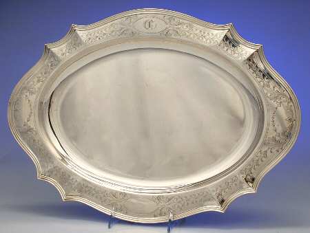 Hepplewhite-Engrv (Strl, Hlwr, Floral Band) 18" Oval Serving Platter
