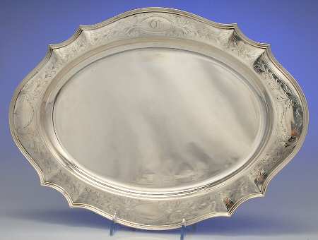 Hepplewhite-Engrv (Strl, Hlwr, Floral Band) 16" Oval Serving Platter