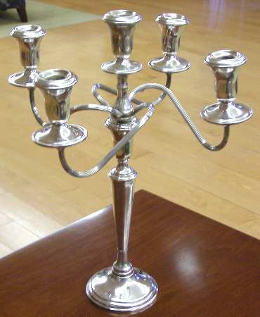13 (Sterling, Hollowware) Weighted 5 Light Candelabra