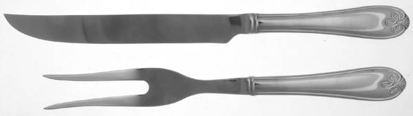 Ribbon Crest (Stainless) Large 2-Piece Roast Carving Set, Solid Piece
