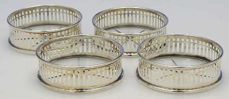 1202 (Sterling, Hollowware) Crystal Coaster with Sterling Rim - Set of 4