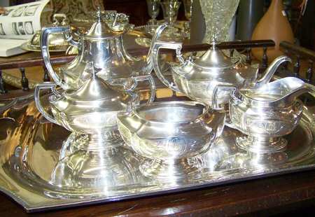 3953 (Silverplate, Hollowware) 6-Piece Plated Tea Set (Waste & Tray)