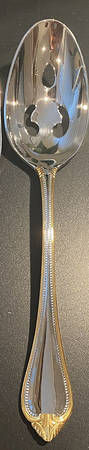 Melanie (Stainless, Gold Accent) Pierced Tablespoon (Serving Spoon)