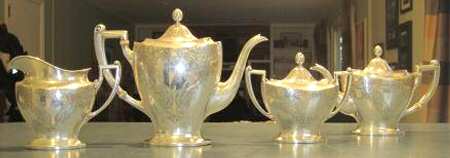 450 (Sterling, Hollowware) 4 Piece Tea Set (SCP, STP, SCR, SSU)