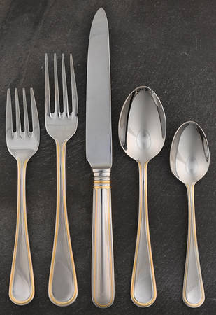 Ascot-Gold Accent (Stainless) 5 Piece Place Setting