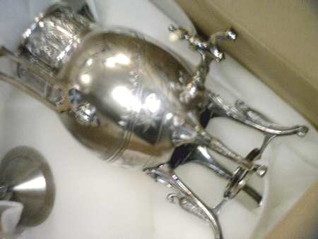 2669 (Silverplate, Hollowware) Samovar with attached Stand and Burner