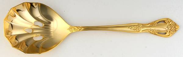 Chambley Gold (Gold Electroplate) Pierced Solid Serving Spoon
