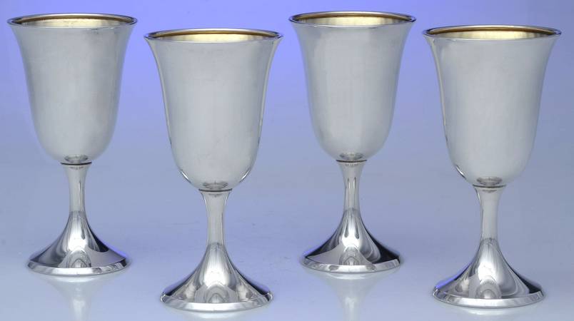 2125 (Sterling, Hollowware) Gold Lined Water Goblet - Set of 4