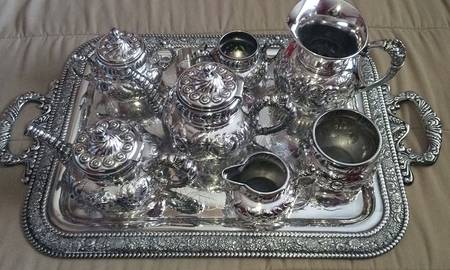 1985 (Silverplate, Hollowware) 6-Piece Plated Tea Set (Waste & Tray)