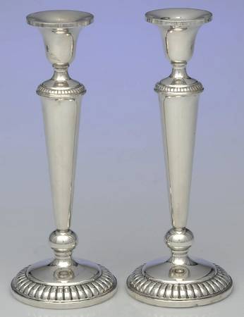 647 (Sterling, Hollowware) Pair of 10" Weighted Candlesticks