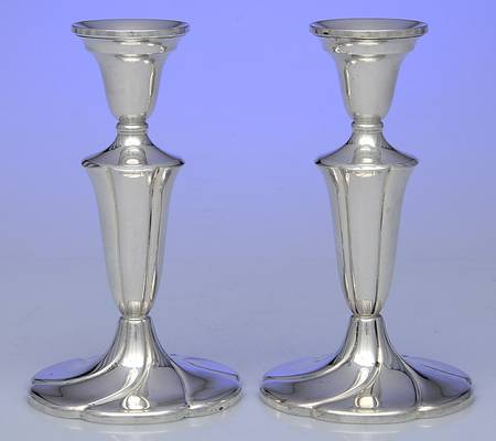 59 (Sterling, Hollowware) Pair of 6" Weighted Candlesticks