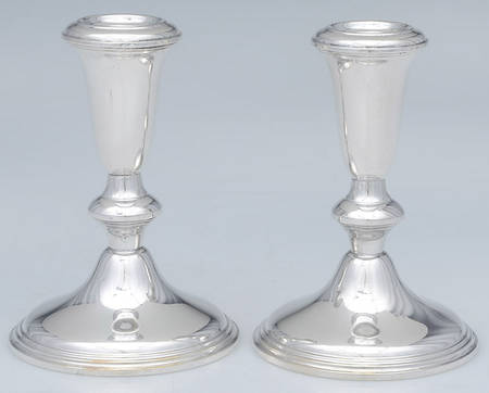 422 (Sterling, Hollowware) Pair of Weighted Console Candleholders
