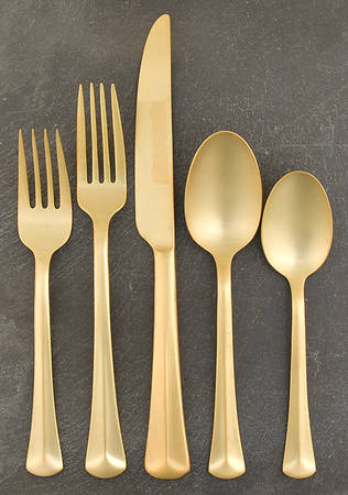 Baguette Matte Gold (Gold Electroplate) 5 Piece Place Setting