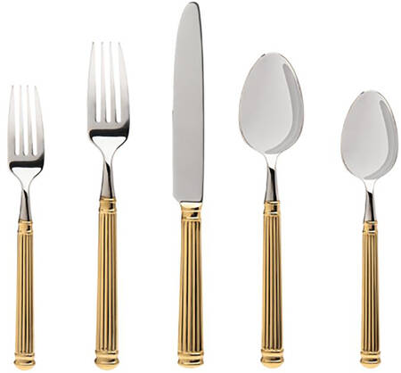 Colonnade Gold-Stainless, Gold Electroplate 5 Piece Place Setting