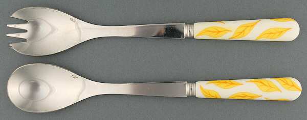 Coutellerie-Yellow Leaves (Stainless) 2 Pc Salad Set with Stainless Bowl