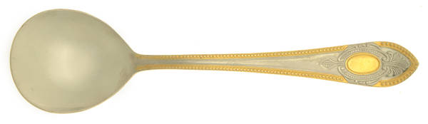 Toskana (Stainless, Gold Accent) Round Bowl Soup Spoon (Gumbo)