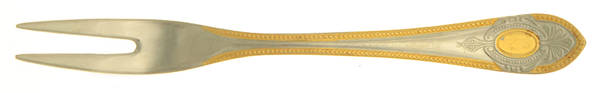 Toskana (Stainless, Gold Accent) Small 2-Tine Cold Meat Serving Fork