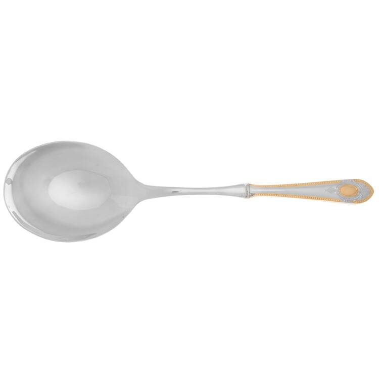 Toskana (Stainless, Gold Accent) Casserole Spoon with Smooth Stainless Bowl HC